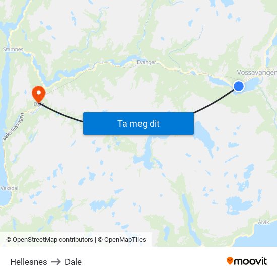Hellesnes to Dale map