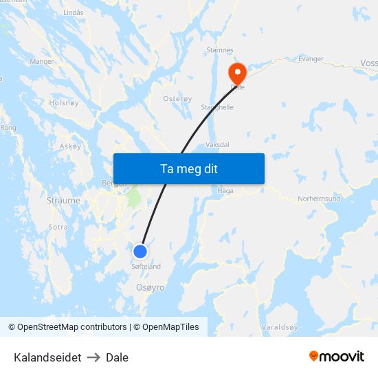 Kalandseidet to Dale map