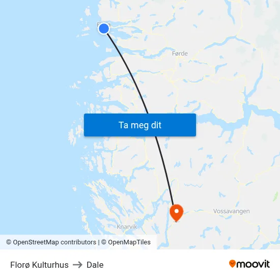 Florø Kulturhus to Dale map