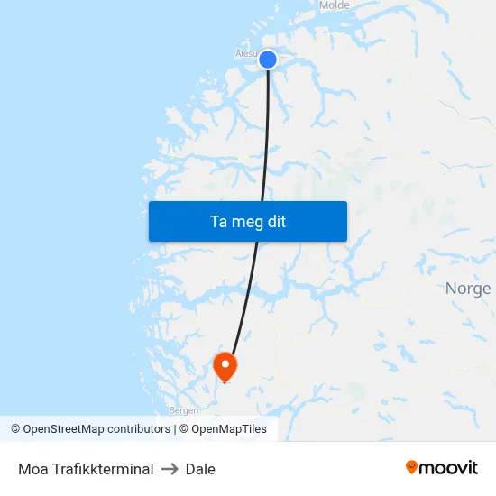 Moa Trafikkterminal to Dale map