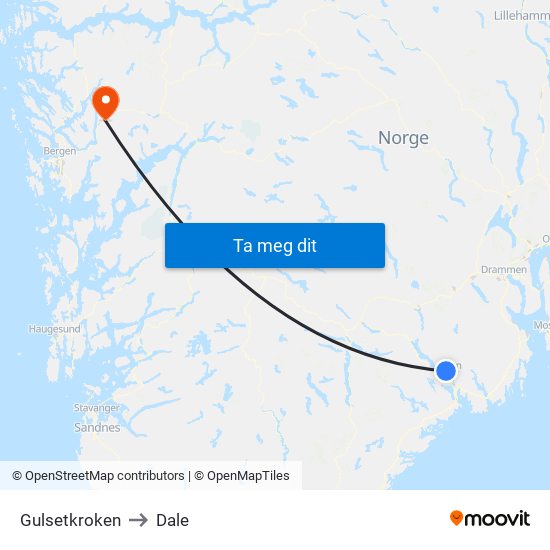 Gulsetkroken to Dale map