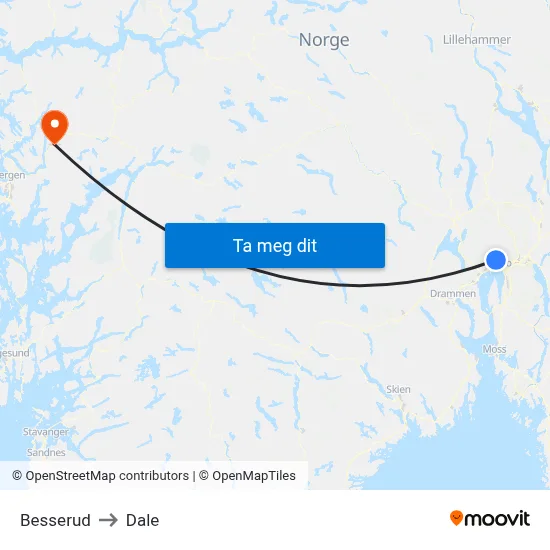 Besserud to Dale map