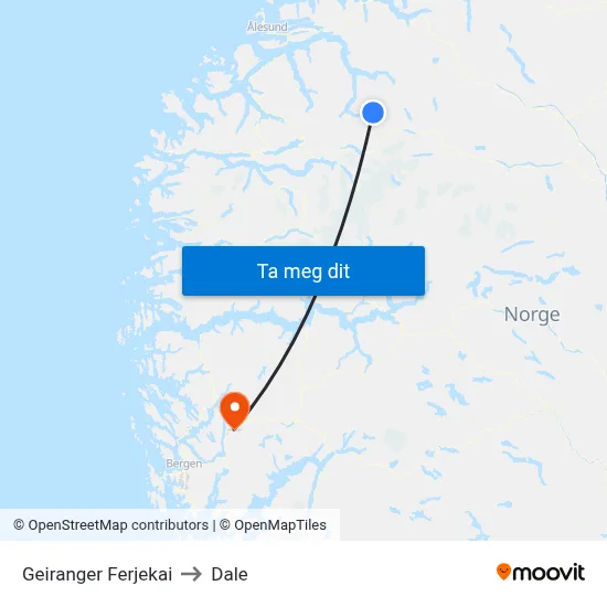 Geiranger Ferjekai to Dale map