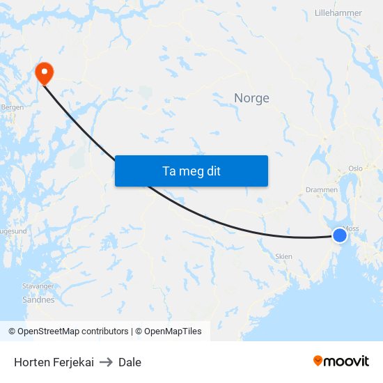 Horten Ferjekai to Dale map