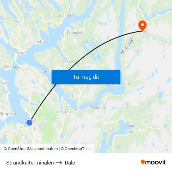 Strandkaiterminalen to Dale map