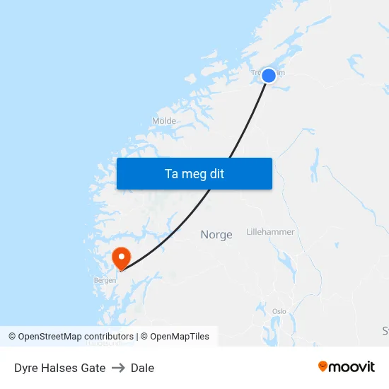 Dyre Halses Gate to Dale map