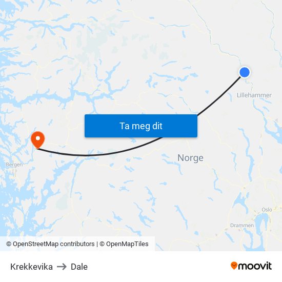 Krekkevika to Dale map