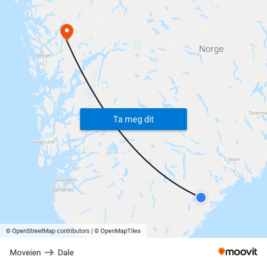 Moveien to Dale map