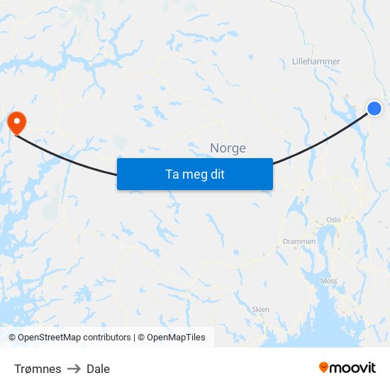 Trømnes to Dale map