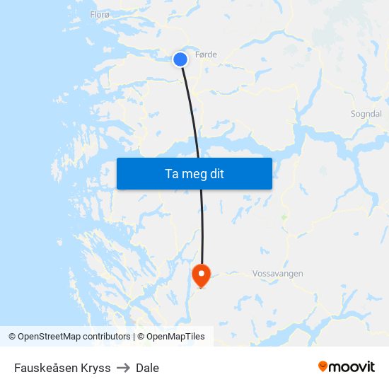 Fauskeåsen Kryss to Dale map
