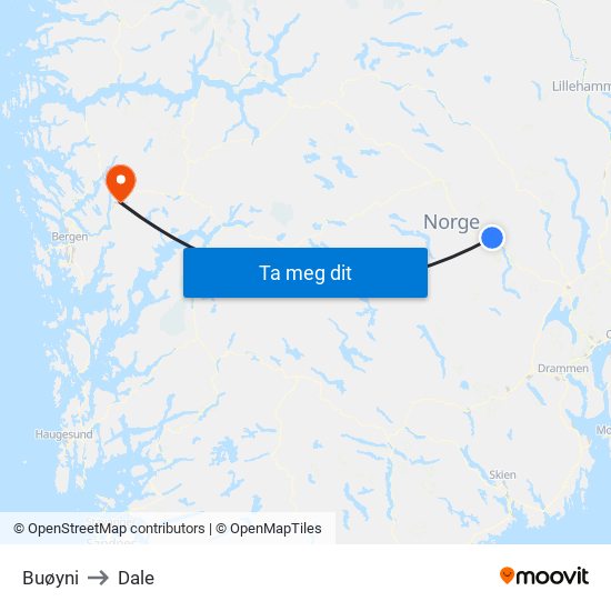 Buøyni to Dale map