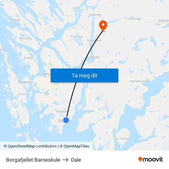 Borgafjellet Barneskule to Dale map