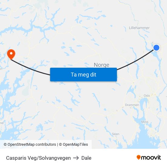 Casparis Veg/Solvangvegen to Dale map