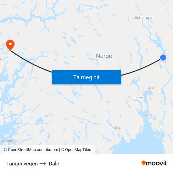 Tangenvegen to Dale map