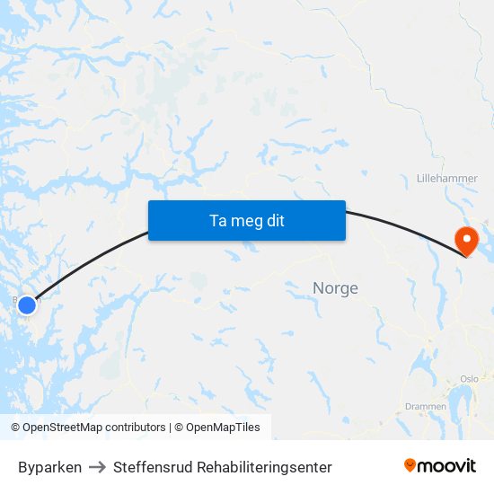 Byparken to Steffensrud Rehabiliteringsenter map