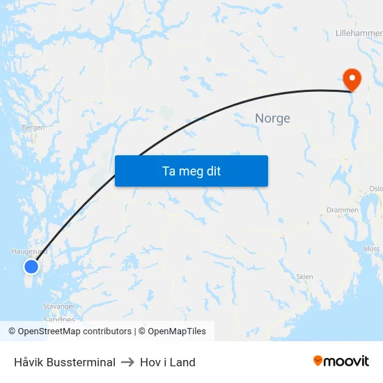 Håvik Bussterminal to Hov i Land map