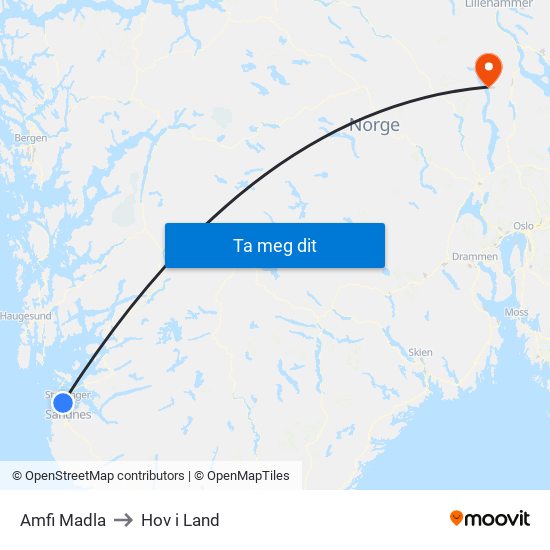 Amfi Madla to Hov i Land map