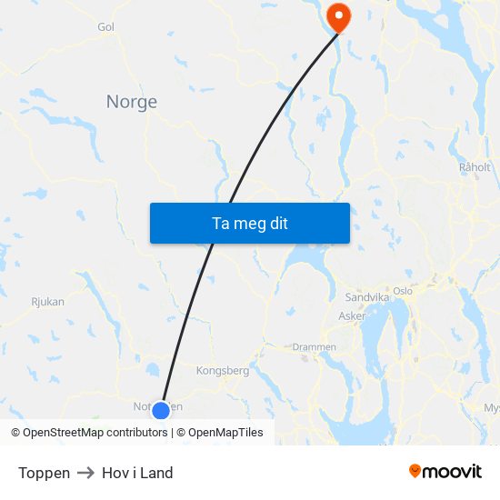 Toppen to Hov i Land map