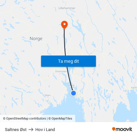 Saltnes Øst to Hov i Land map