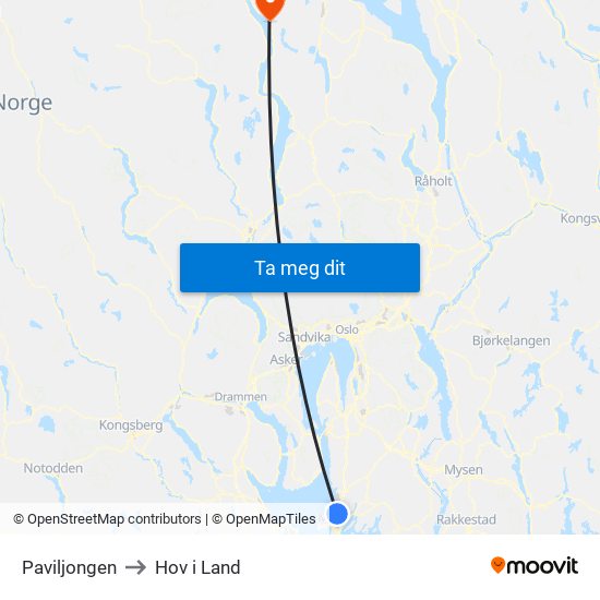 Paviljongen to Hov i Land map