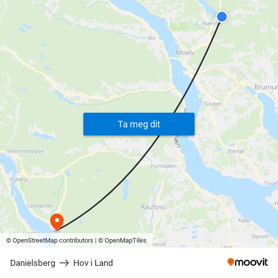 Danielsberg to Hov i Land map