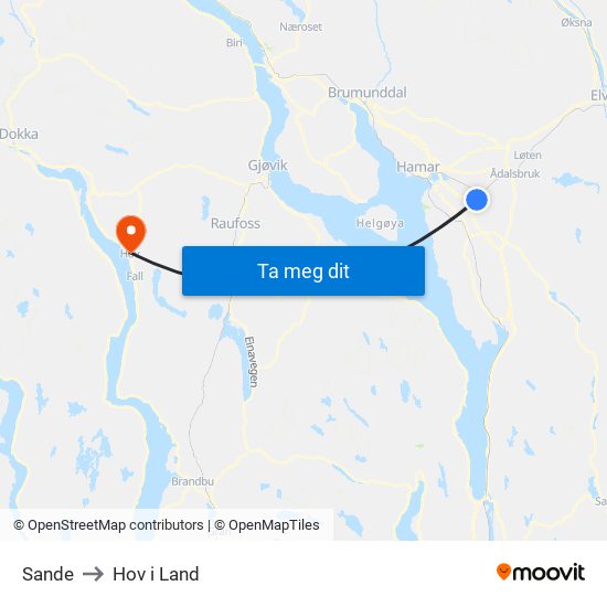 Sande to Hov i Land map