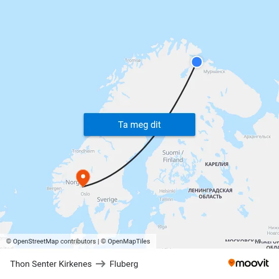 Thon Senter Kirkenes to Fluberg map