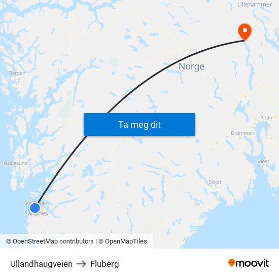 Ullandhaugveien to Fluberg map