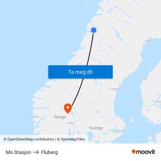Mo Stasjon to Fluberg map