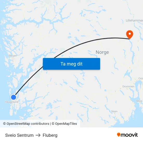 Sveio Sentrum to Fluberg map