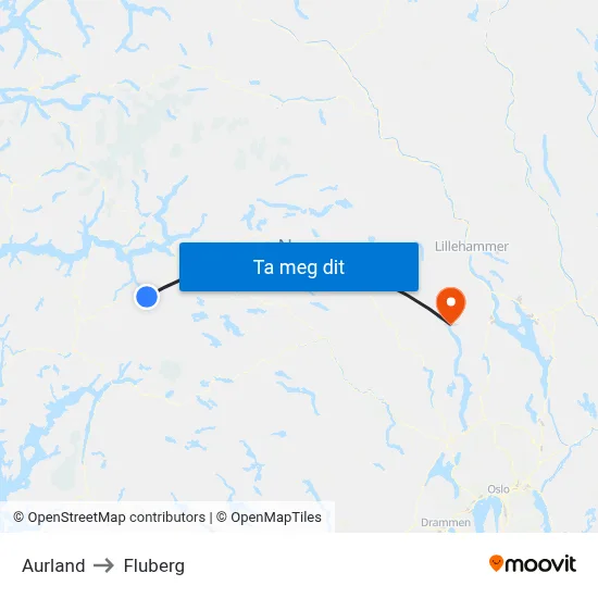 Aurland to Fluberg map