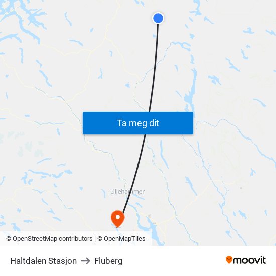 Haltdalen Stasjon to Fluberg map