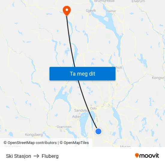 Ski Stasjon to Fluberg map