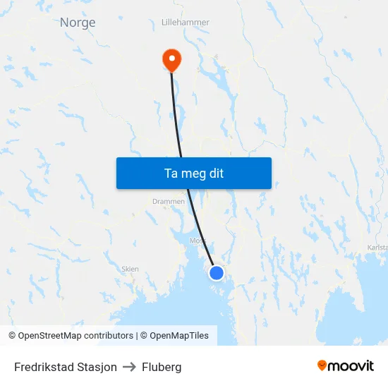 Fredrikstad Stasjon to Fluberg map