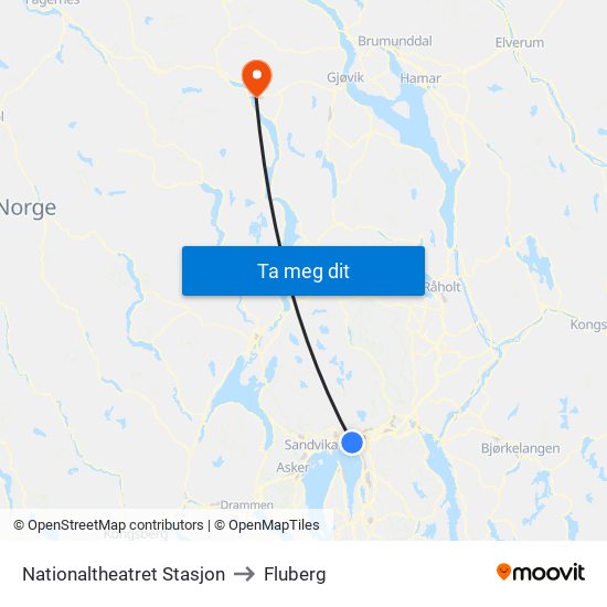 Nationaltheatret Stasjon to Fluberg map