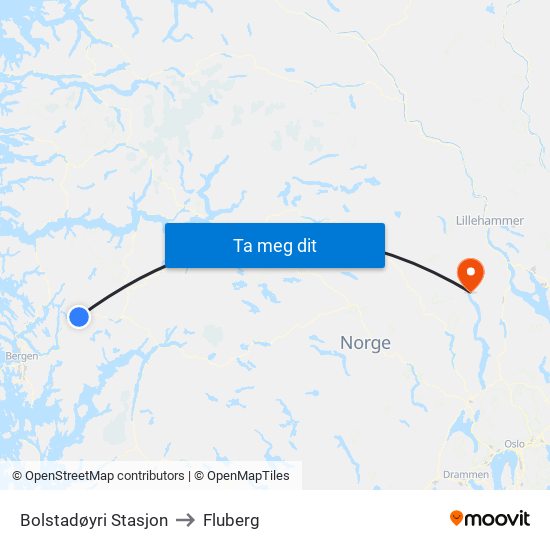 Bolstadøyri Stasjon to Fluberg map