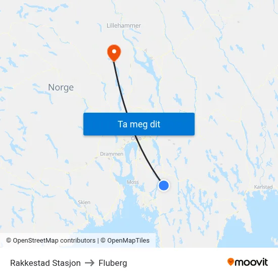 Rakkestad Stasjon to Fluberg map