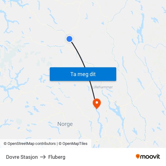 Dovre Stasjon to Fluberg map