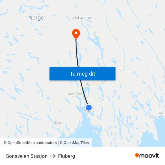 Sonsveien Stasjon to Fluberg map