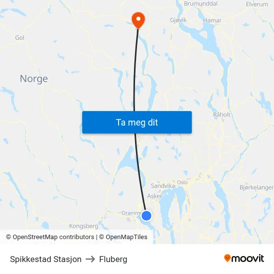 Spikkestad Stasjon to Fluberg map