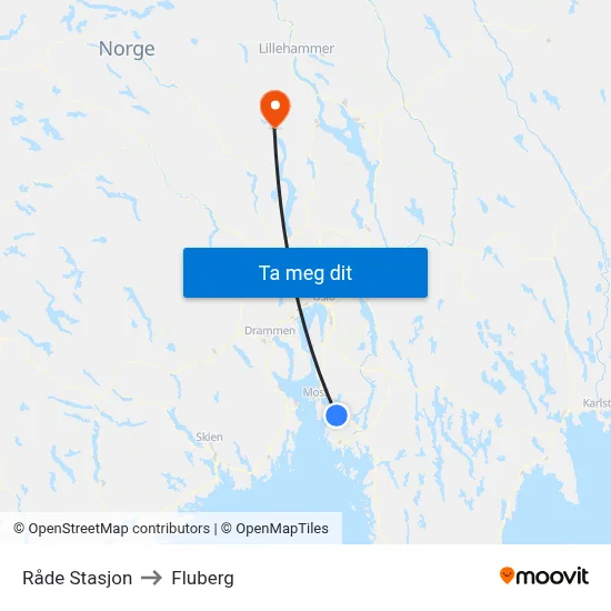 Råde Stasjon to Fluberg map