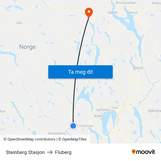 Steinberg Stasjon to Fluberg map
