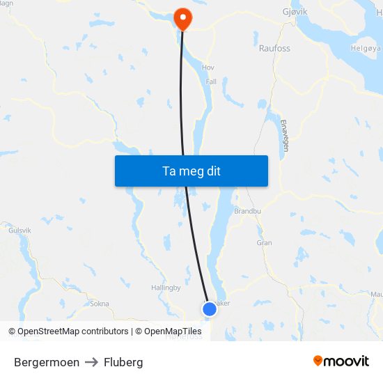 Bergermoen to Fluberg map