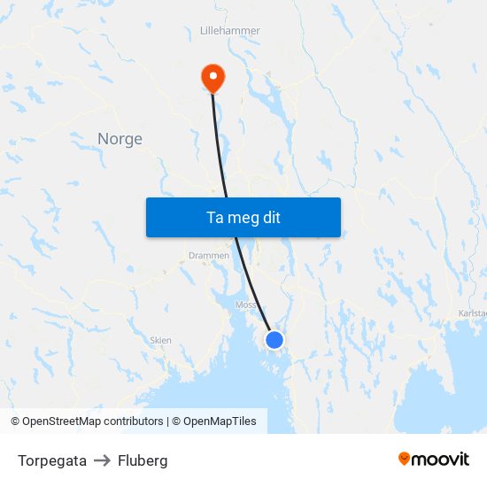 Torpegata to Fluberg map