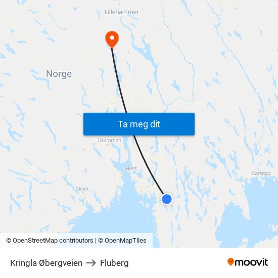 Kringla Øbergveien to Fluberg map