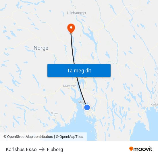 Karlshus Esso to Fluberg map