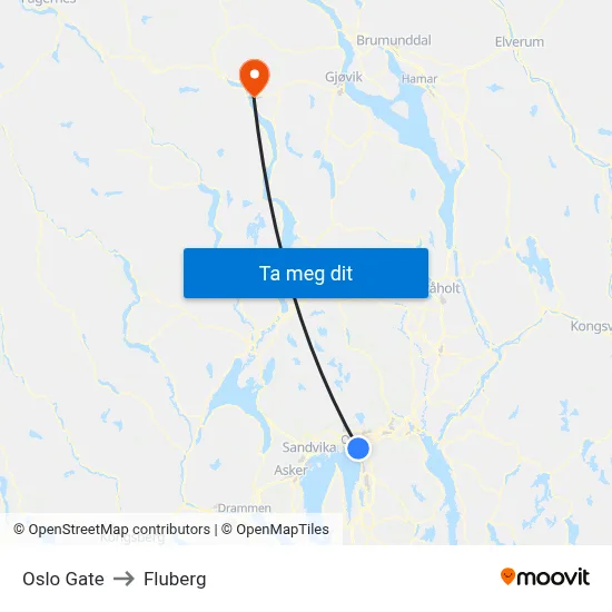 Oslo Gate to Fluberg map