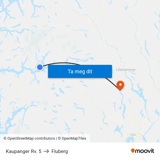 Kaupanger Rv. 5 to Fluberg map