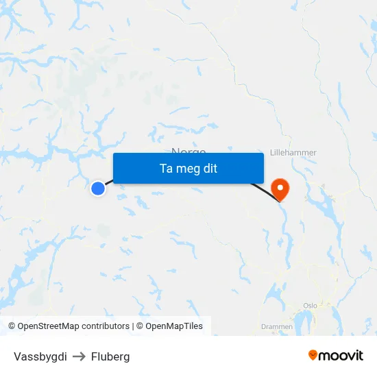 Vassbygdi to Fluberg map