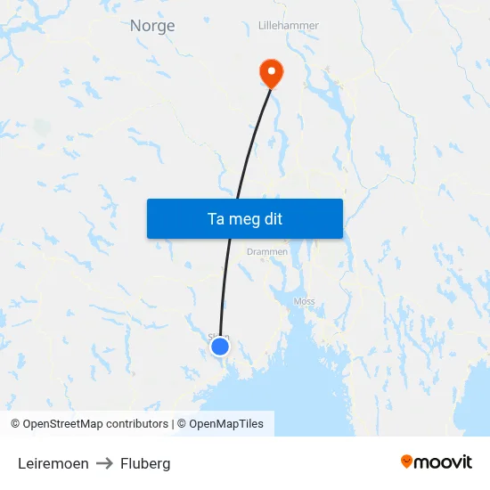 Leiremoen to Fluberg map